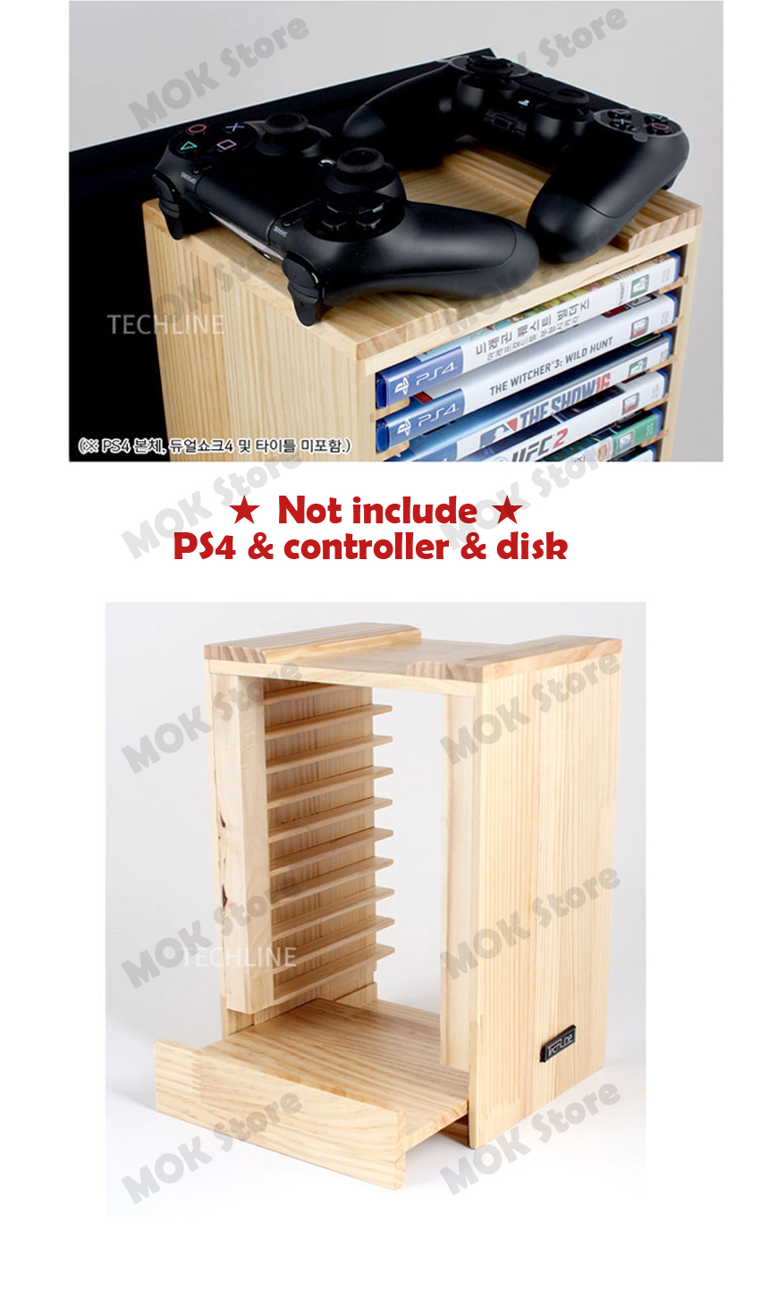 Consoles Games DVD Real Wood Storage Stand Wooden Rack Disk Tower For